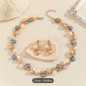 Chic Multicolor Pearl Necklace and Earring Set